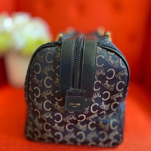 CELINE Vintage C Macadam Boston Navy Canvas/Leather Bag - Picture 3 of 6